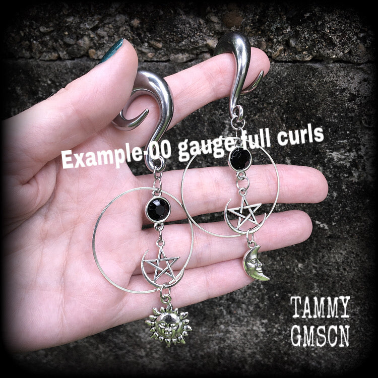 Sun and moon esoteric earrings