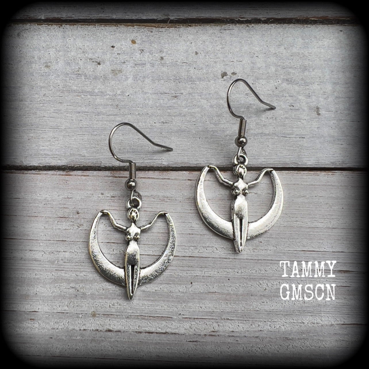 Moon goddess earrings Coven jewelry Witchy jewelry Occult earrings Esoteric earrings 