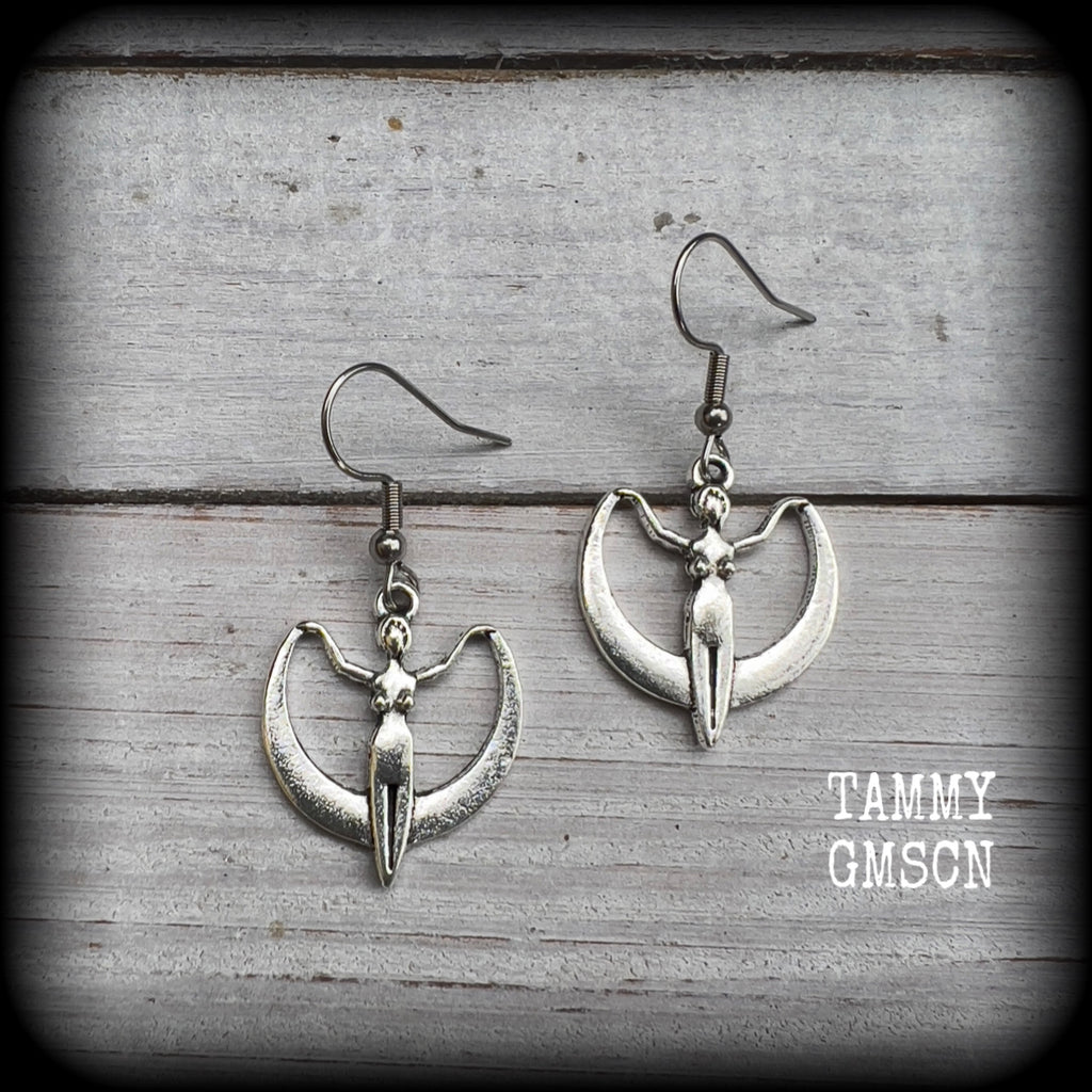 Moon goddess earrings Coven jewelry Witchy jewelry Occult earrings Esoteric earrings 