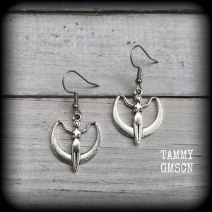 Moon goddess earrings Coven jewelry Witchy jewelry Occult earrings Esoteric earrings 