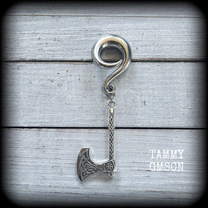 Single Viking axe gauged earring