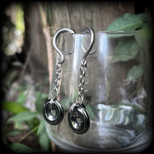 Hematite gauged earrings