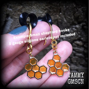 Beehive earrings-Honeycomb ear hangers