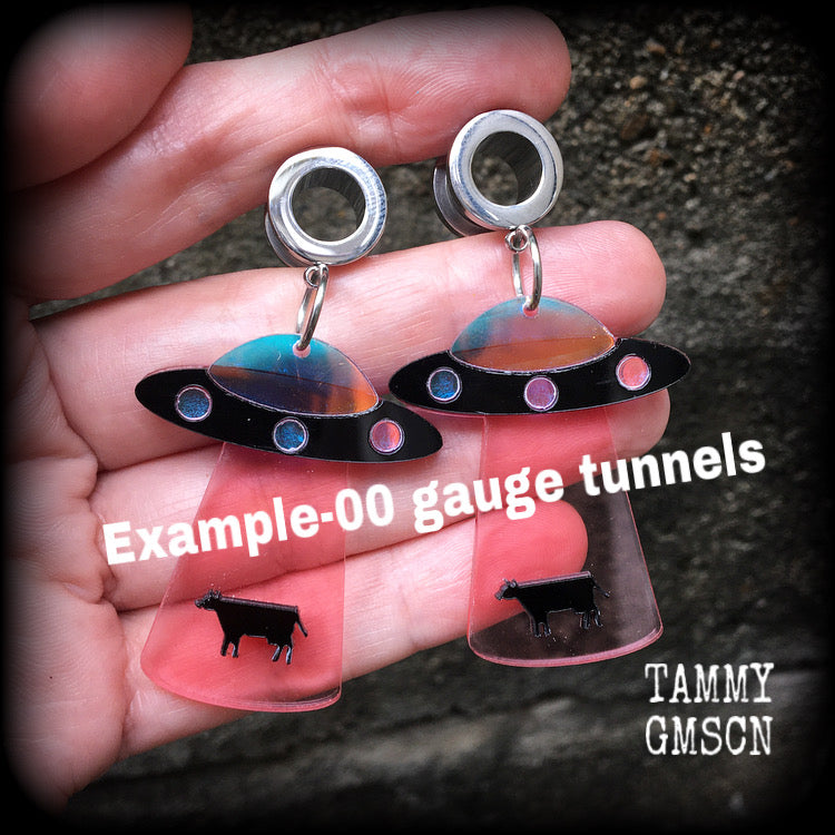 UFO tunnel earrings