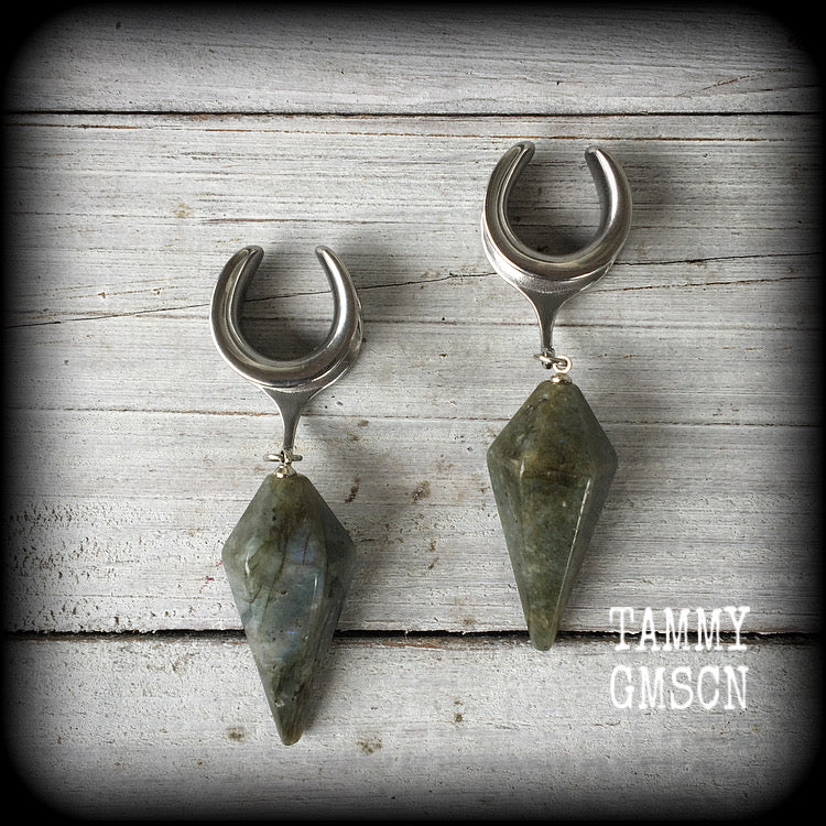 Labradorite ear weights-Gauged earrings