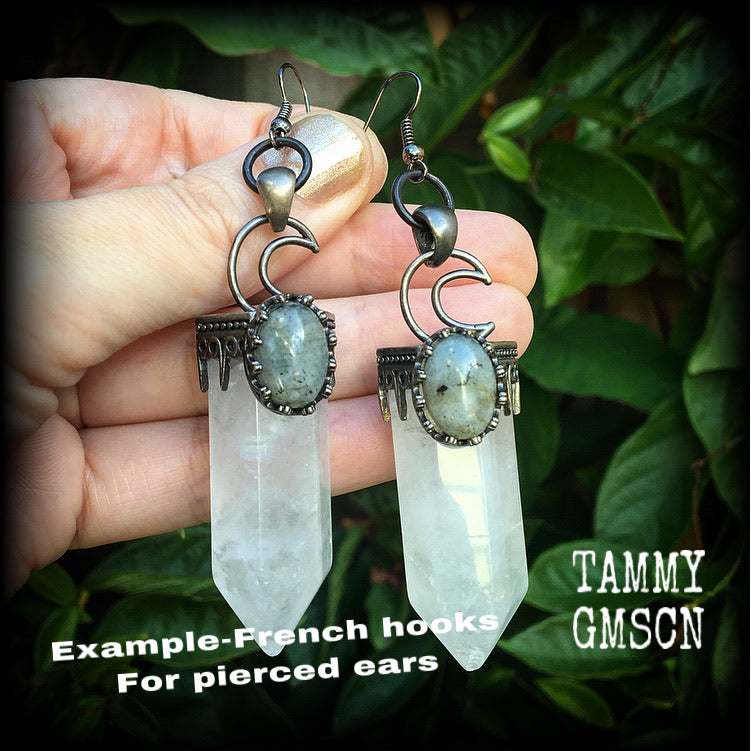 Clear quartz and Labradorite earrings