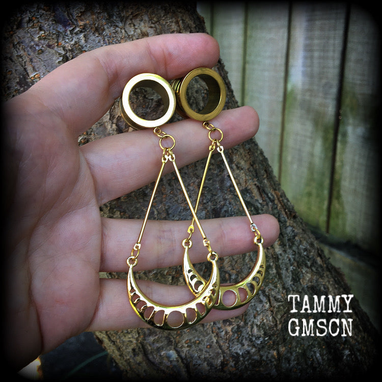 Moon phases ear gauges-Tunnel dangles