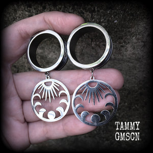 Moon phase tunnel earrings