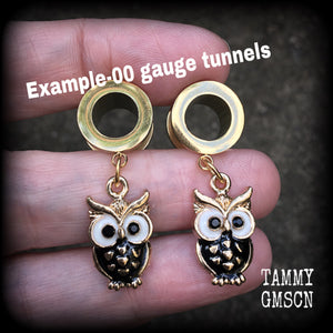 Owl tunnel earrings