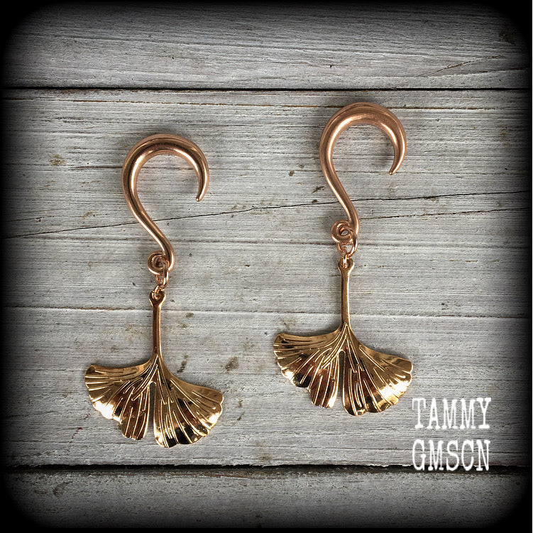 Ginkgo earrings Ginkgo earrings Lotus leaf earrings 6 gauge ear weights Leaf ear hangers Gauged earrings 6g 2g 0g 00g 1/2" 9/16" 5/8" 3/4" 1" 1.10" 1.18" Boho body jewellery Cottagecore jewelry Fairycore jewelry Moss goth earrings Gypsy boho jewelry