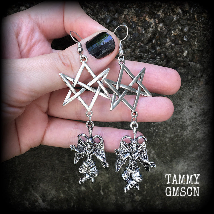 Baphomet earrings-Unicursal hexagram earrings