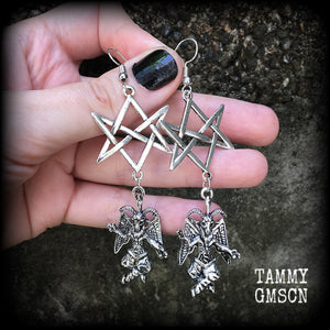Baphomet earrings-Unicursal hexagram earrings