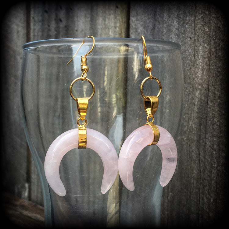 Rose Quartz earrings-Gemstone earrings