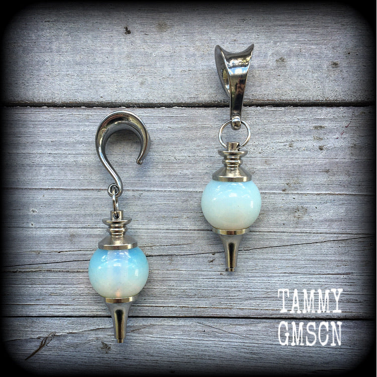 Opalite gauged earrings