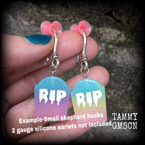 Pastel goth tombstone earrings-Halloween earrings