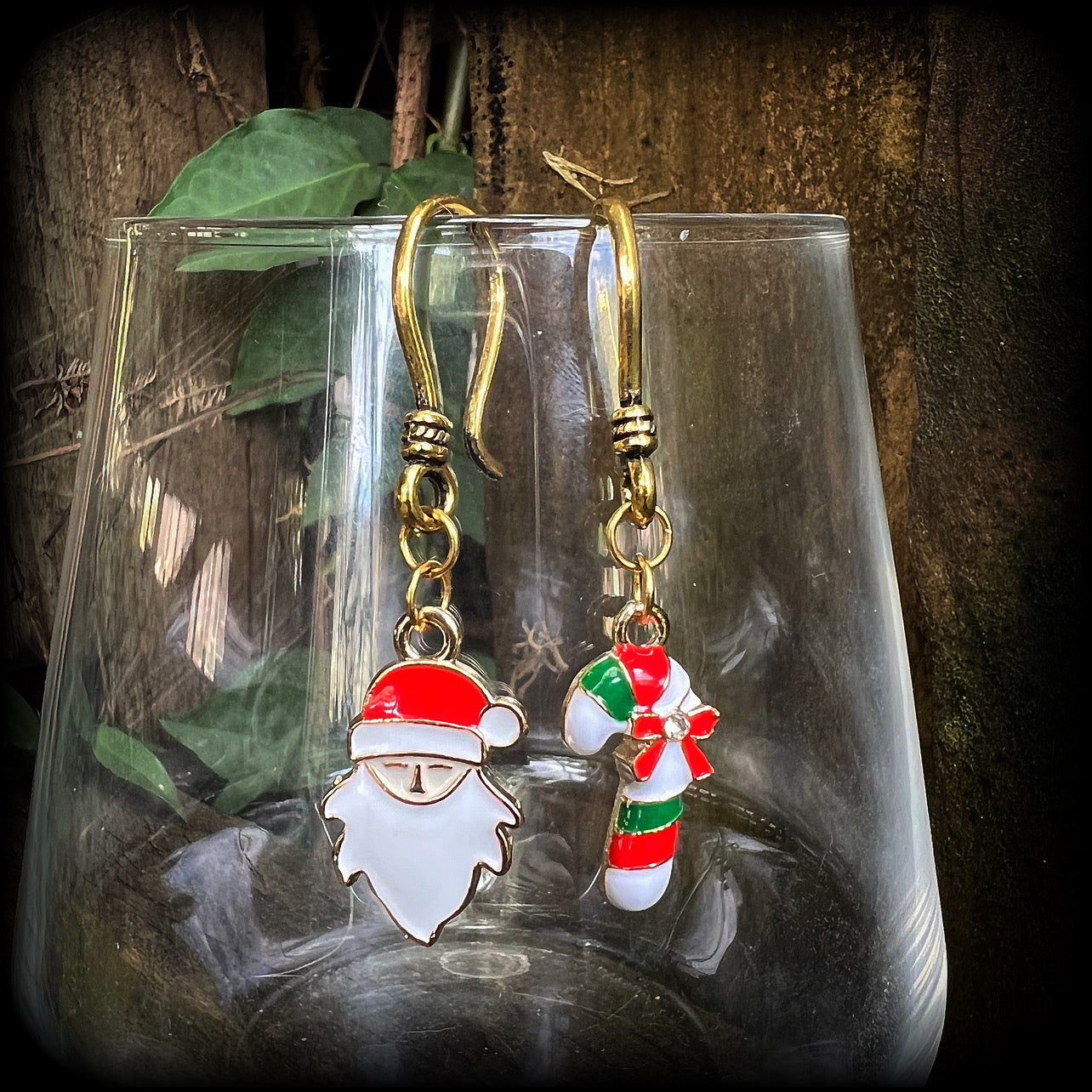 Santa Claus and Candy cane earrings-Christmas earrings