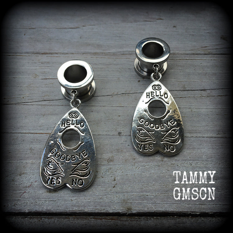 Ouija planchette tunnel earrings