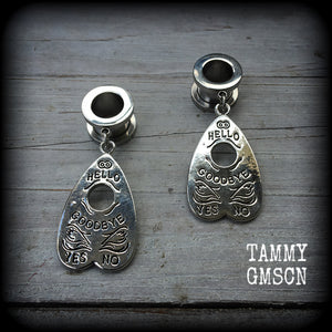 Ouija planchette tunnel earrings