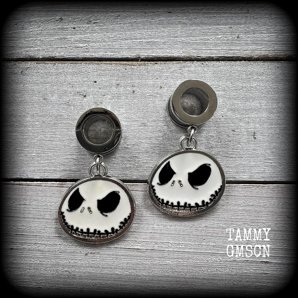 Jack Skellington tunnel earrings-Halloween earrings