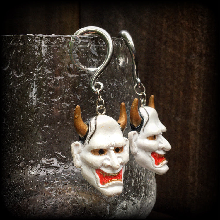 Hannya Mask gauged earrings