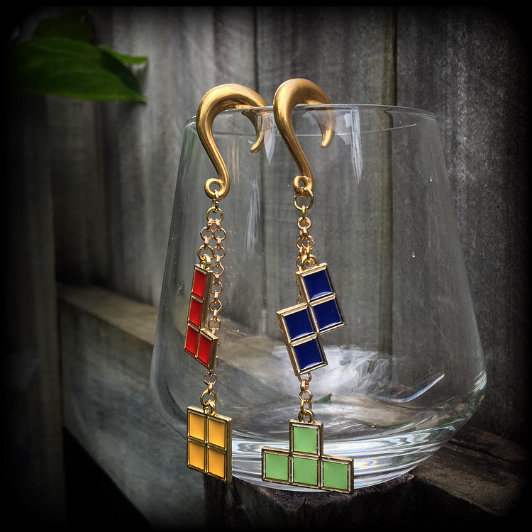 Tetris earrings-Ear hangers