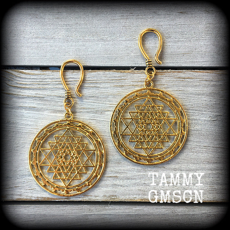 Sri Yantra earrings-Sri Chakra ear hangers