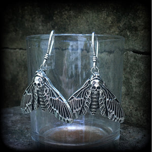 Deaths head moth earrings-Ear hangers