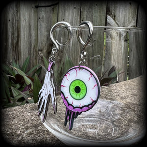 Zombie eyeball gauged earrings-Halloween earrings