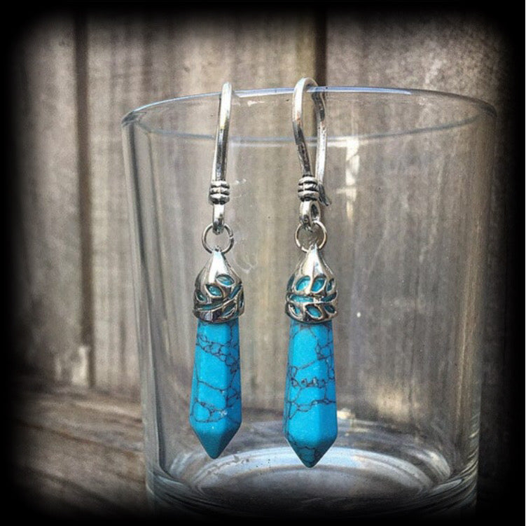 Turquoise earrings-Ear hangers