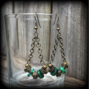 Malachite and antique bronze sea witch earrings