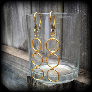 Circle earrings Geometric earrings 8 gauge ear weights Ear hangers Gold circle earrings Sacred geometry earrings Pierced ears Tunnel dangles Ear gauges Geometric body jewelry Stretched ears Stretched lobes Gauged earrings Gauged ears