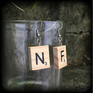 Scrabble earrings-Scrabble tile earrings