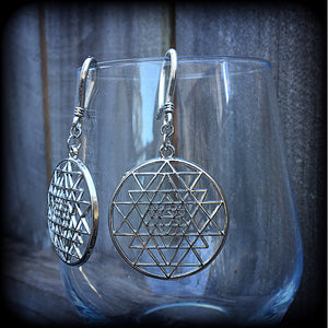 Sri Yantra earrings-Geometric earrings