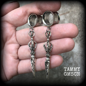Vajra dagger tunnel earrings
