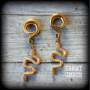 Gold serpent earrings