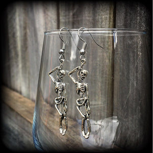 Hanged man Skeleton earrings-Spooky cute halloween earrings