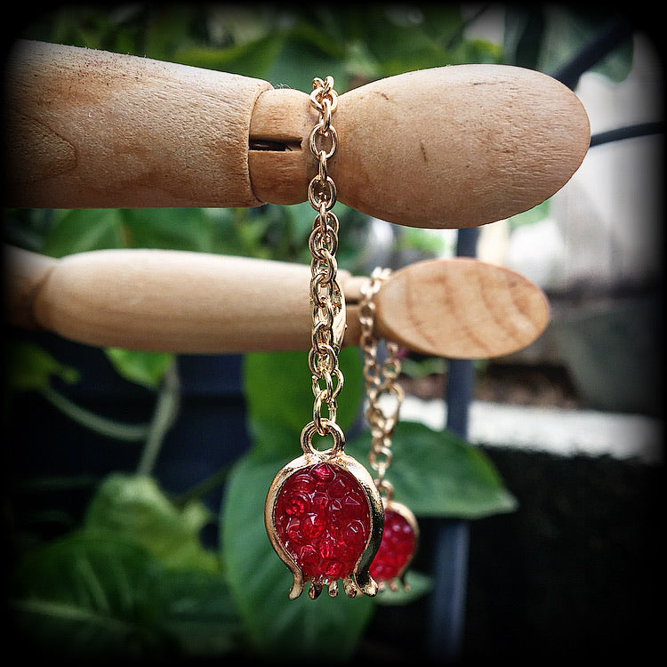 Pomegranate earrings-Tunnel dangles