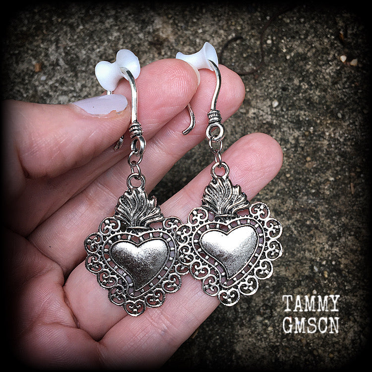 Sacred heart earrings-Ear hangers