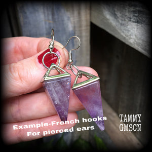 Amethyst earrings-Pyramid earrings