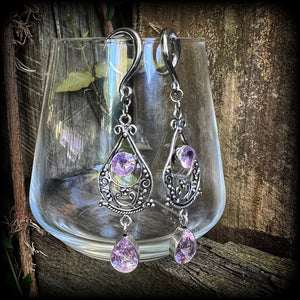 Pink Kunzite gemstone gauged earrings-Ear gauges