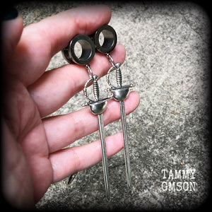 Ace of swords tunnel earrings