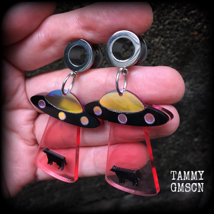 UFO tunnel earrings