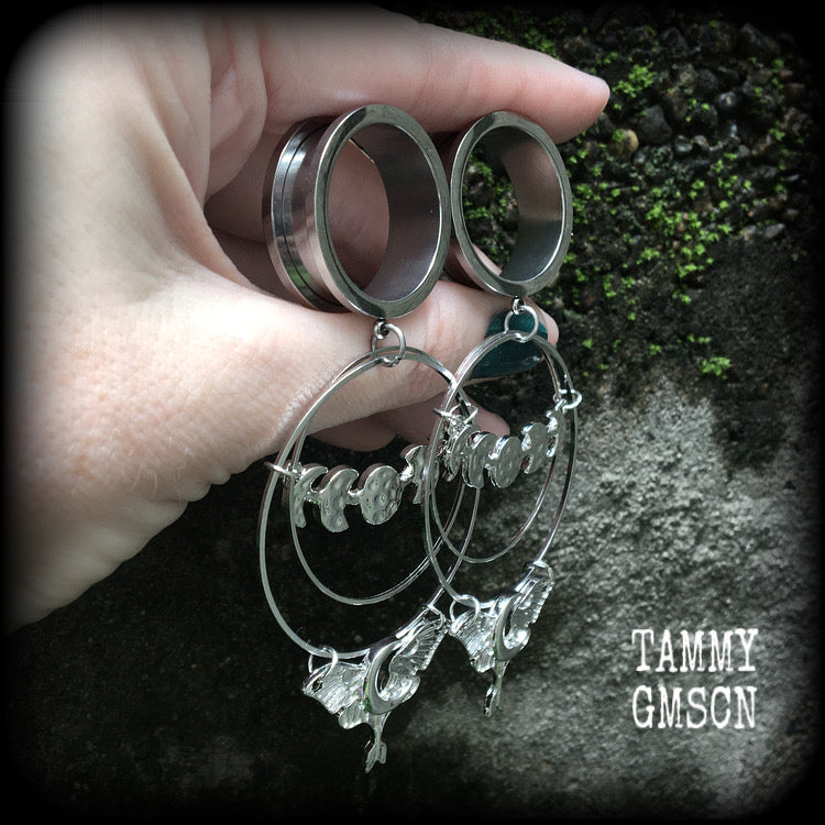 Lunar moth and moon phase tunnel dangles