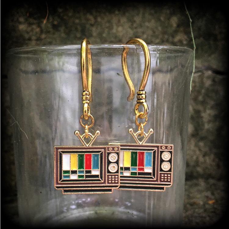 Television earrings-Tunnel friendly earrings