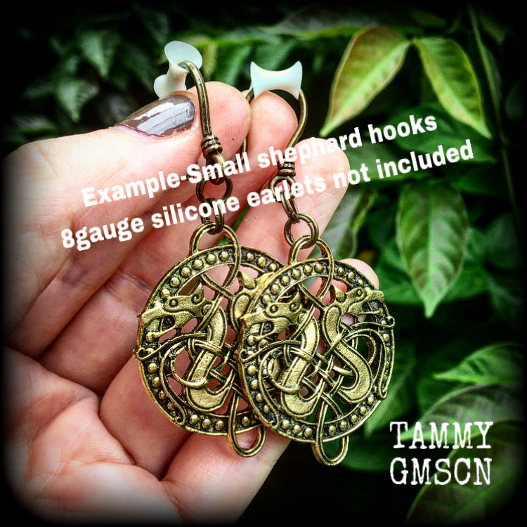 Celtic dragon earrings-Double dragon earrings