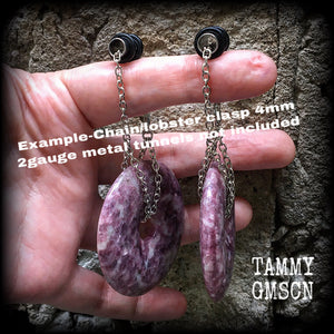 Lepidolite earrings-Gemstone ear hangers