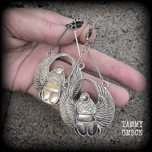 Egyptian scarab beetle earrings-Insect earrings