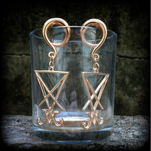 Sigil of Lucifer gauged earrings