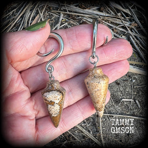 Picture jasper gauged earrings