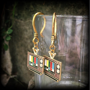 Television earrings-Tunnel friendly earrings